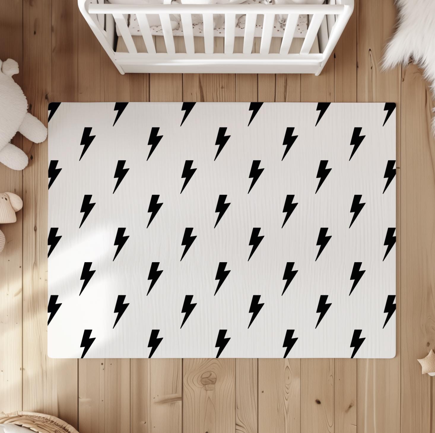 Lightning Flash Rug Carpet, Lightning Bolt kids decor, Children's Room Decor, Kids Rug, Kids Carpet, Monochrome Decor