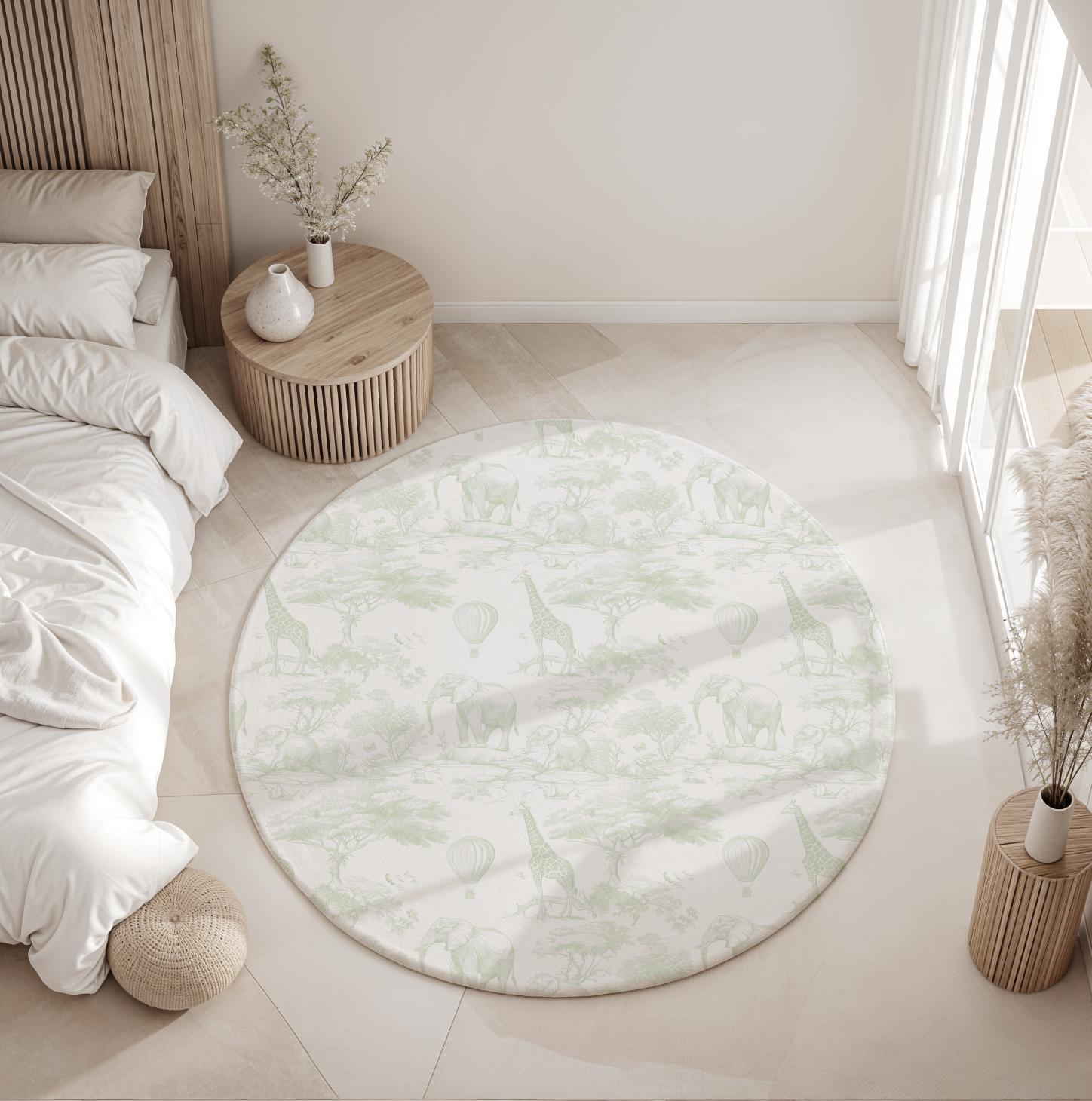 Chinoiserie Toile de Jouy Safari - Green, Rug, Carpet, kids decor, Children's Room Decor, Kids Rug, Kids Carpet