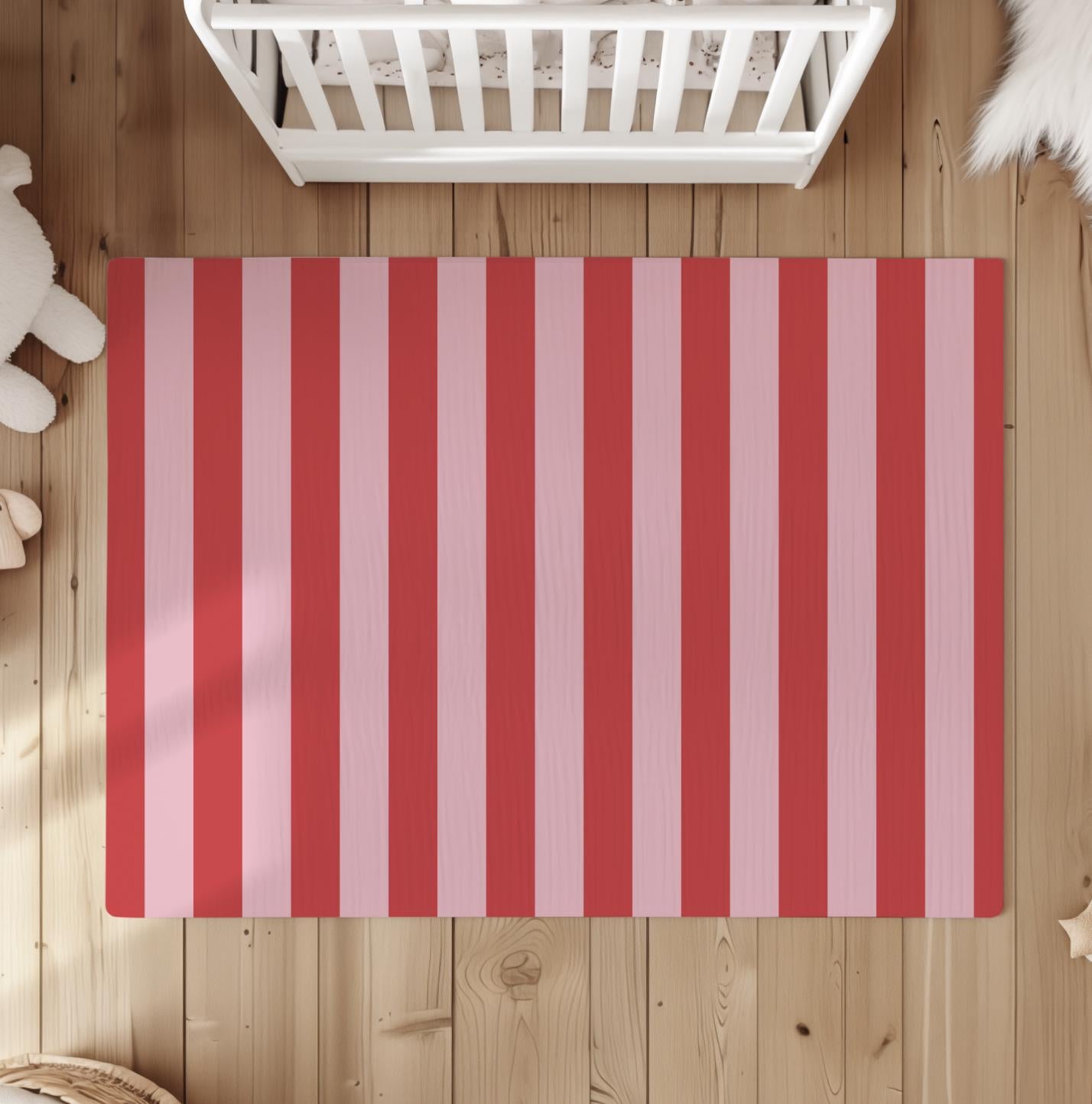 Pink and Red Stripes Rug Carpet, Playmat, Rug, Carpet, kids decor, Children's Room Decor, Kids Rug, Kids Carpet, Stripes Decor
