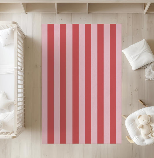 Pink and Red Stripes Rug Carpet, Playmat, Rug, Carpet, kids decor, Children's Room Decor, Kids Rug, Kids Carpet, Stripes Decor