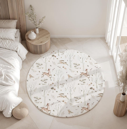 Watercolour Woodland Twigs & Deers Rug Carpet, Woodland Animals, decor, Children's Room Decor, Kids Rug, Kids Carpet, Woodland Decor