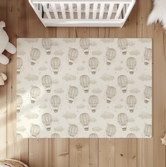 Multiple Hot Air Balloons - Faded Beige, Rug, Carpet, kids decor, Children's Room Decor, Rug, Kids Carpet, Hot Air Balloon decor