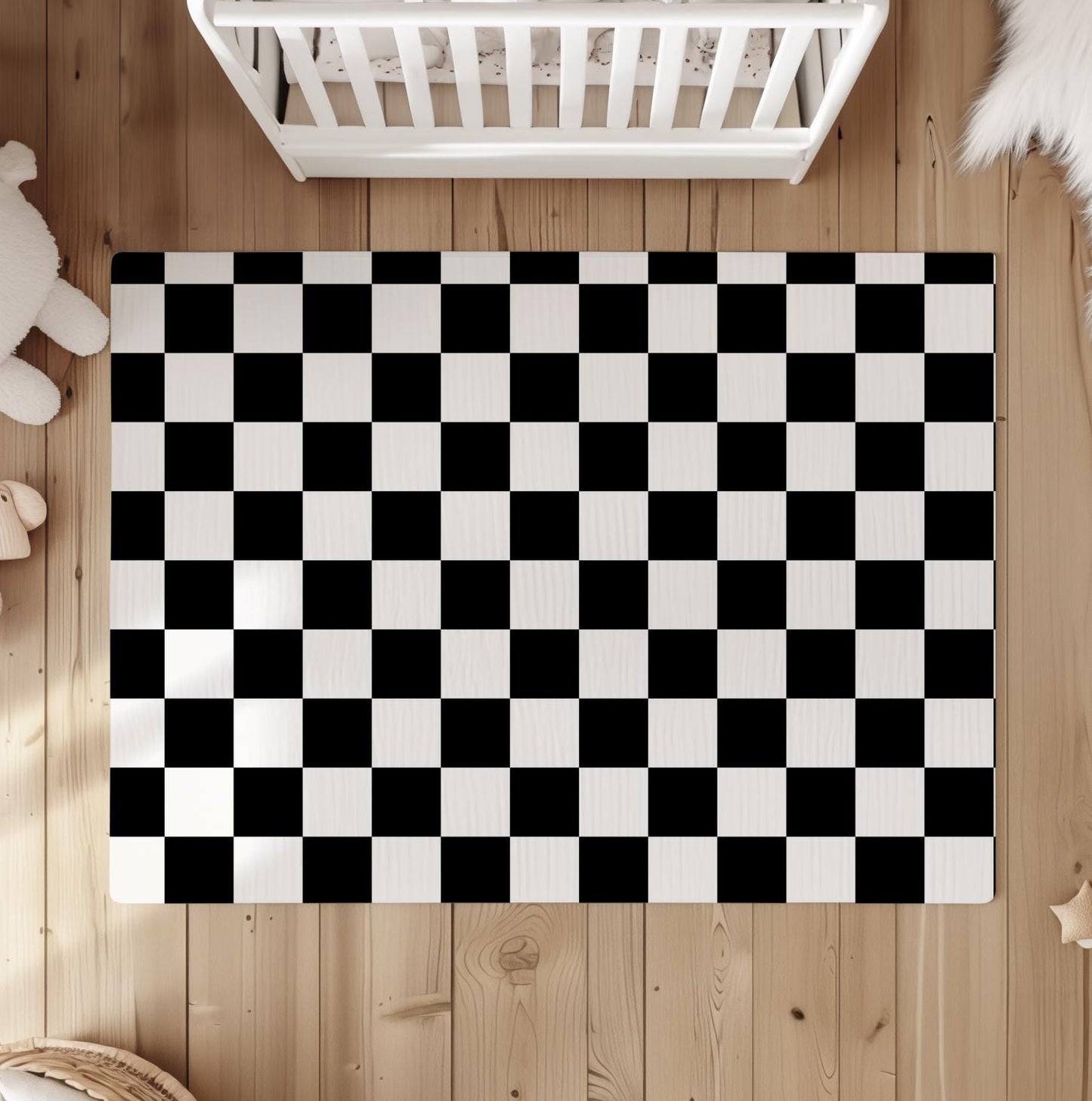 Checkered Black and White (Almost Black), Rug, Carpet, kids decor, Children's Room Decor, Rug, Kids Carpet, Checkered decor