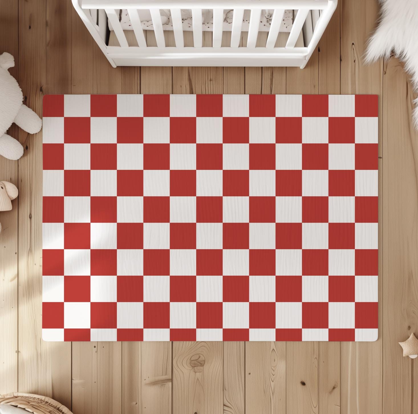 Checkered Red and White, Rug, Carpet, kids decor, Children's Room Decor, Rug, Kids Carpet, Checkered decor