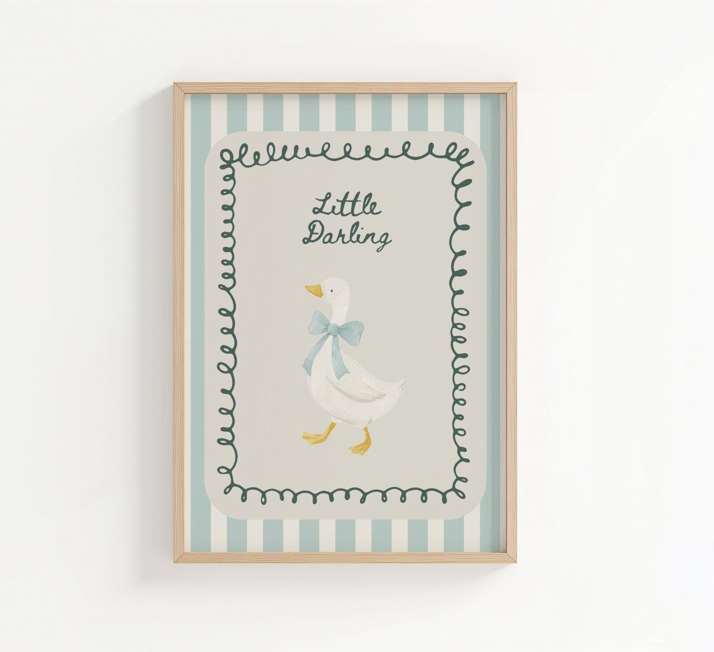 Little Darling Goose Print - Blue, Sweet Wall Prints, Bedroom Prints, Nursery Prints, Play Room Prints, Home Decor, Wall Poster, Home Decor