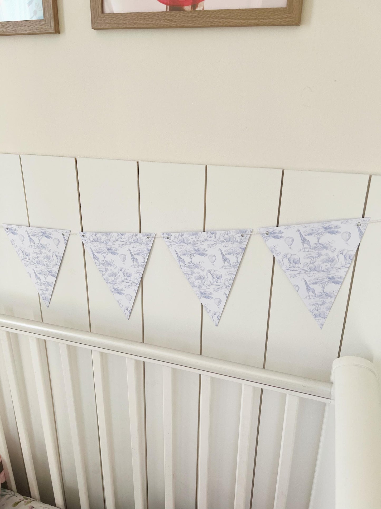 BUNTING - Toile De Jouy Safari - Blue, Cardstock (300gsm card NOT fabric) Nursery Wall Prints, Bedroom Bunting, Nursery Bunting, Play Room