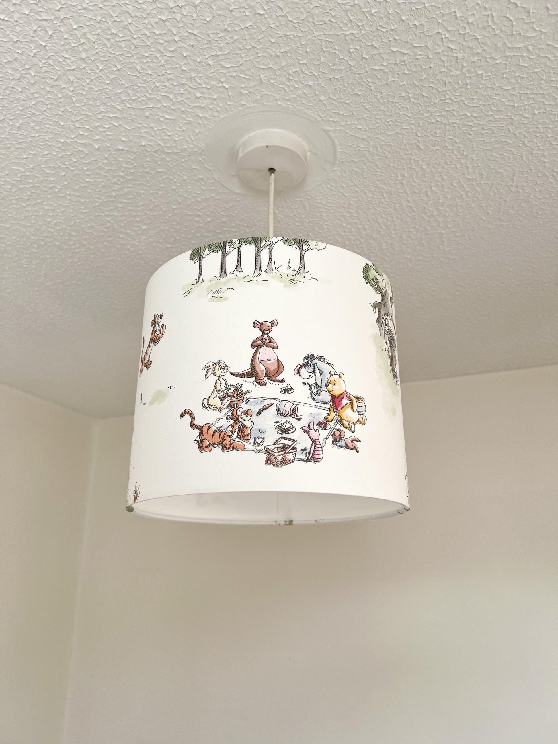 LAMPSHADE - Nursery Ceiling Yellow Bear & Friends, Lampshade or Table lampshade - Childrens Room Lampshade - Round Lampshade, Dunelm decor