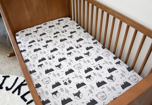 Bears and Mountains Mono - Bedding, Duvet Covers, Fitted Sheets, Bear Bedding, Childrens Bedding, Childrens Room Decor, Bedding and Pillows