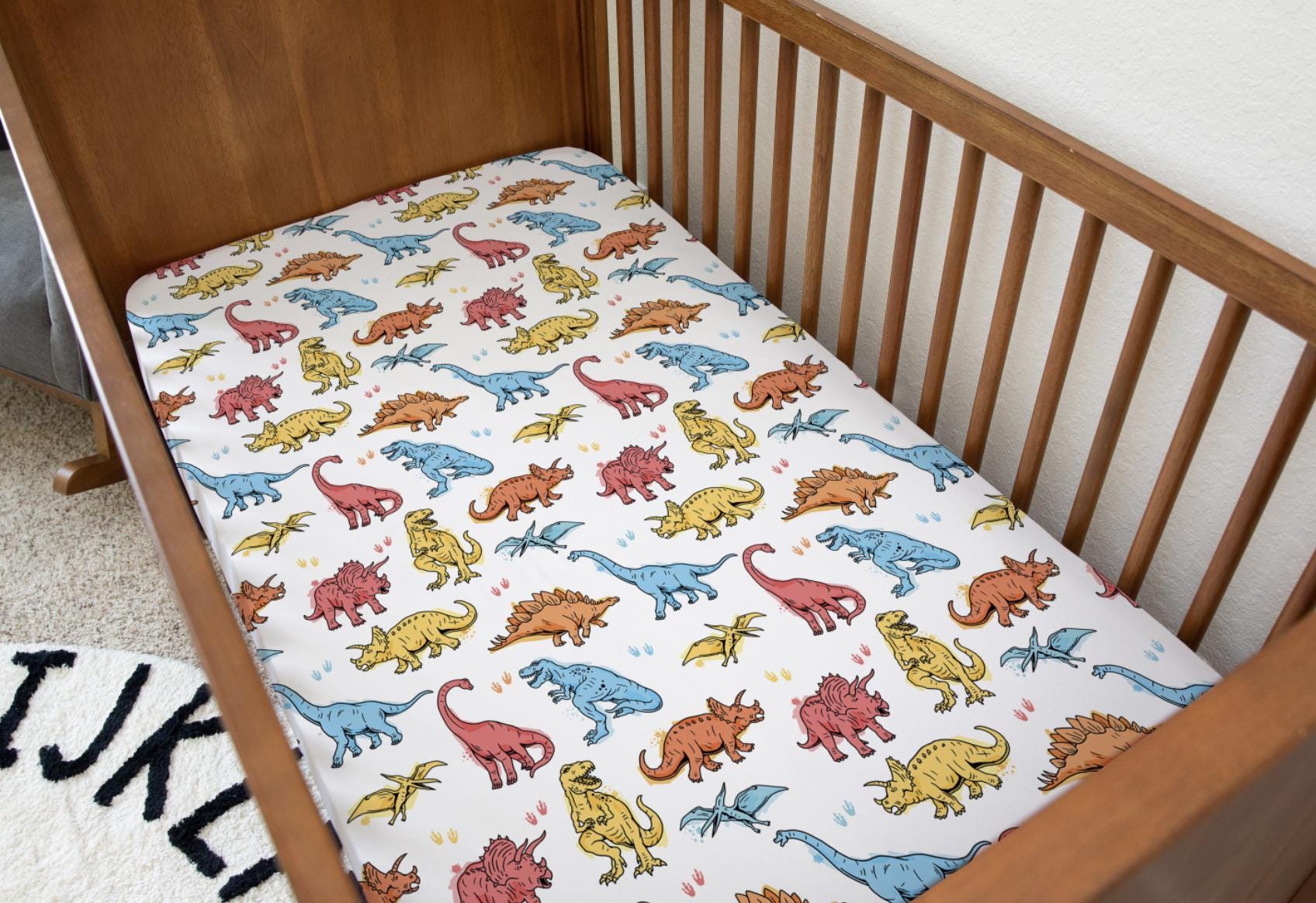 Dinosaurs - Colourful Painted - Bedding, Duvet Covers, Fitted Sheets, Dinosaurs Bedding, Childrens Bedding, Childrens Room Decor, Bedding