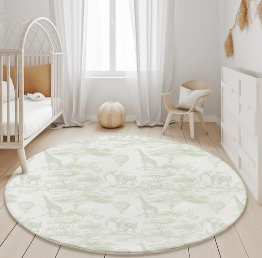 Chinoiserie Toile de Jouy Safari - Green, Rug, Carpet, kids decor, Children's Room Decor, Kids Rug, Kids Carpet