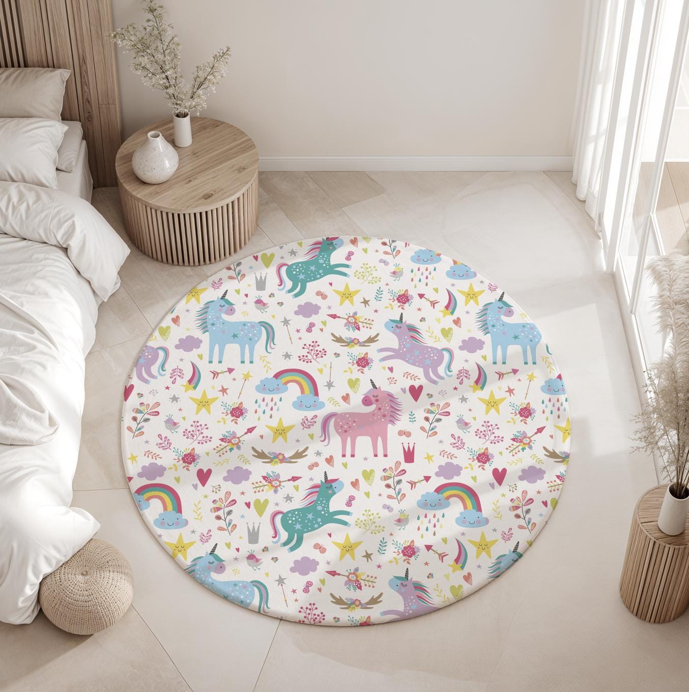 Colourful Unicorn, Magical Unicorn, Rug, Carpet, kids decor, Children's Room Decor, Kids Rug, Kids Carpet, Rainbow Decor