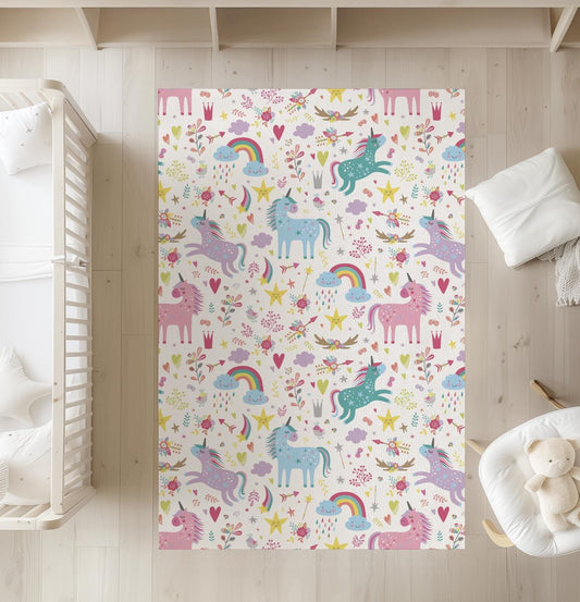 Colourful Unicorn, Magical Unicorn, Rug, Carpet, kids decor, Children's Room Decor, Kids Rug, Kids Carpet, Rainbow Decor