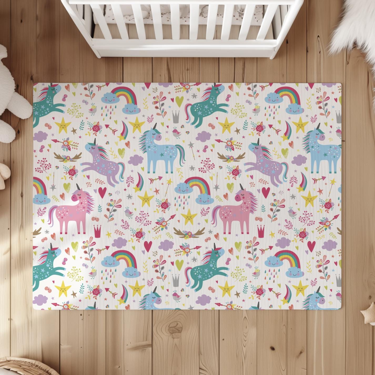 Colourful Unicorn, Magical Unicorn, Rug, Carpet, kids decor, Children's Room Decor, Kids Rug, Kids Carpet, Rainbow Decor