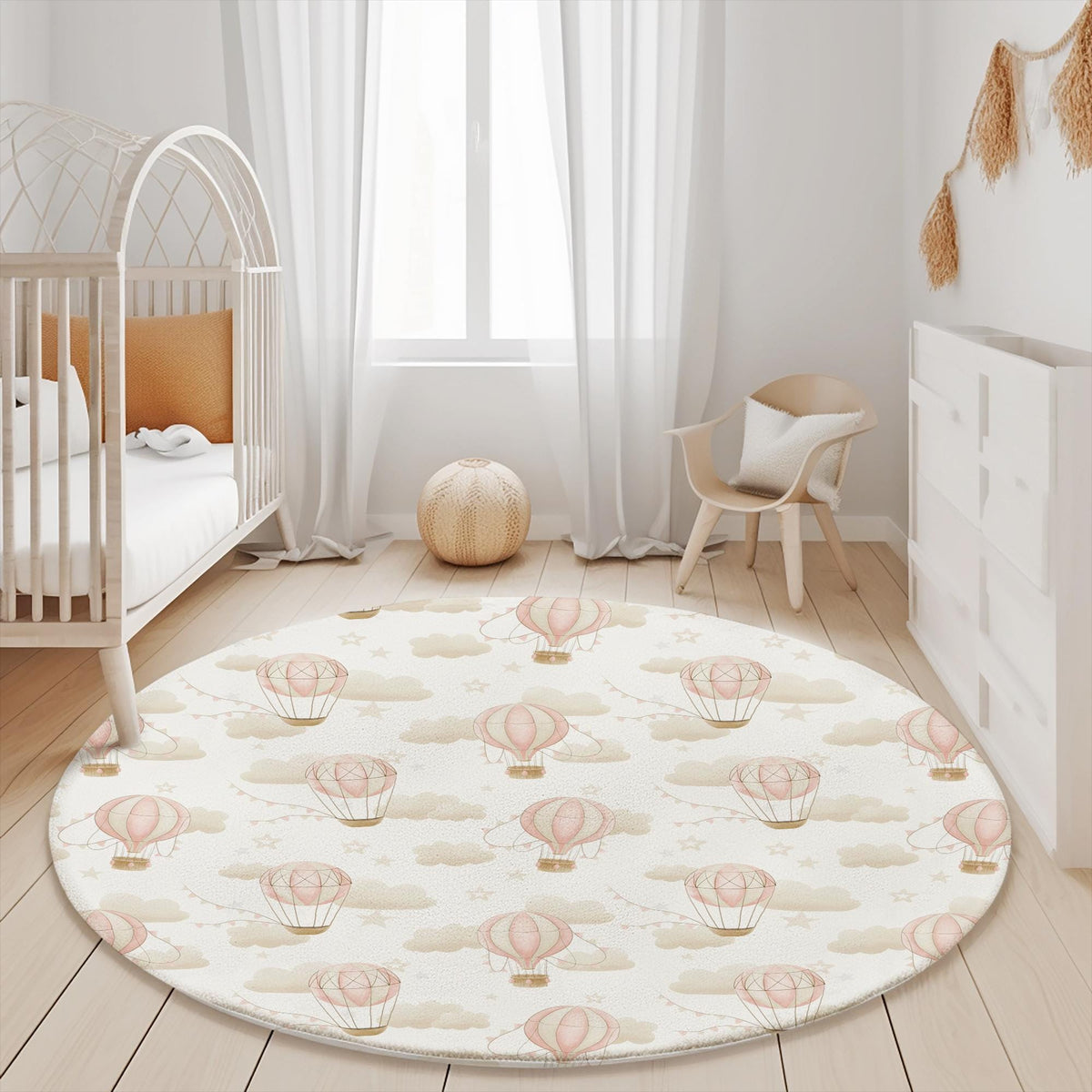 Multiple Hot Air Balloons - Pink, Baby Blue Carpet, kids decor, Children's Room Decor, Kids Rug, Kids Carpet, Hot Air Balloon decor