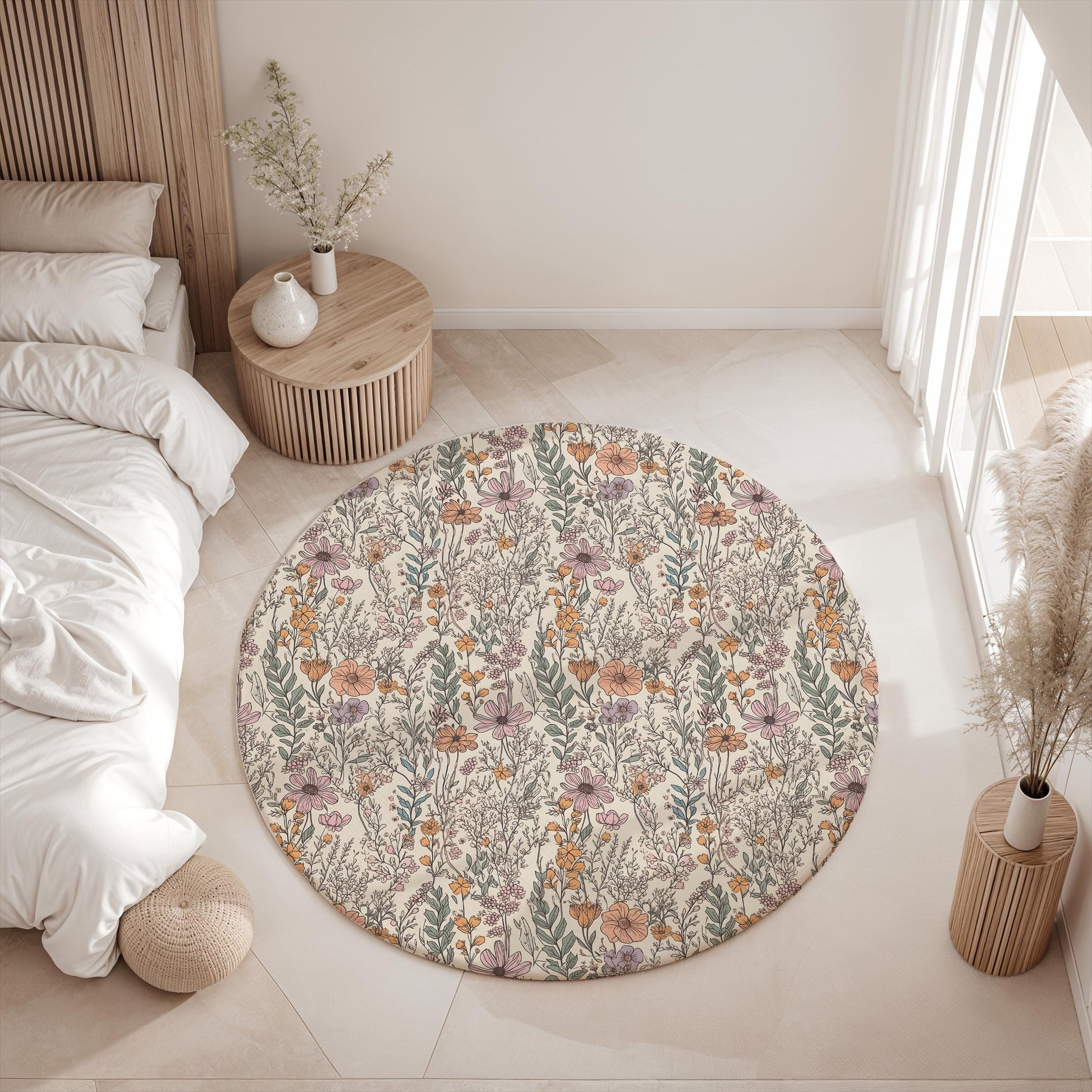 Wildflower Floral Rug Carpet, Playmat, Rug, Carpet, kids decor, Children's Room Decor, Kids Rug, Kids Carpet, Spot Decor