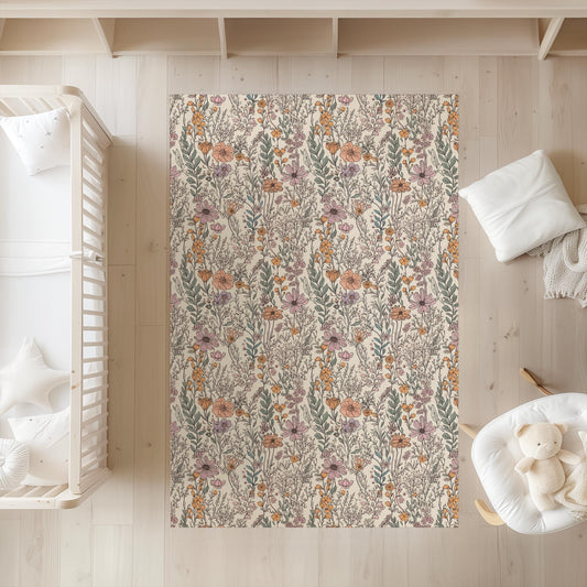 Wildflower Floral Rug Carpet, Playmat, Rug, Carpet, kids decor, Children's Room Decor, Kids Rug, Kids Carpet, Spot Decor