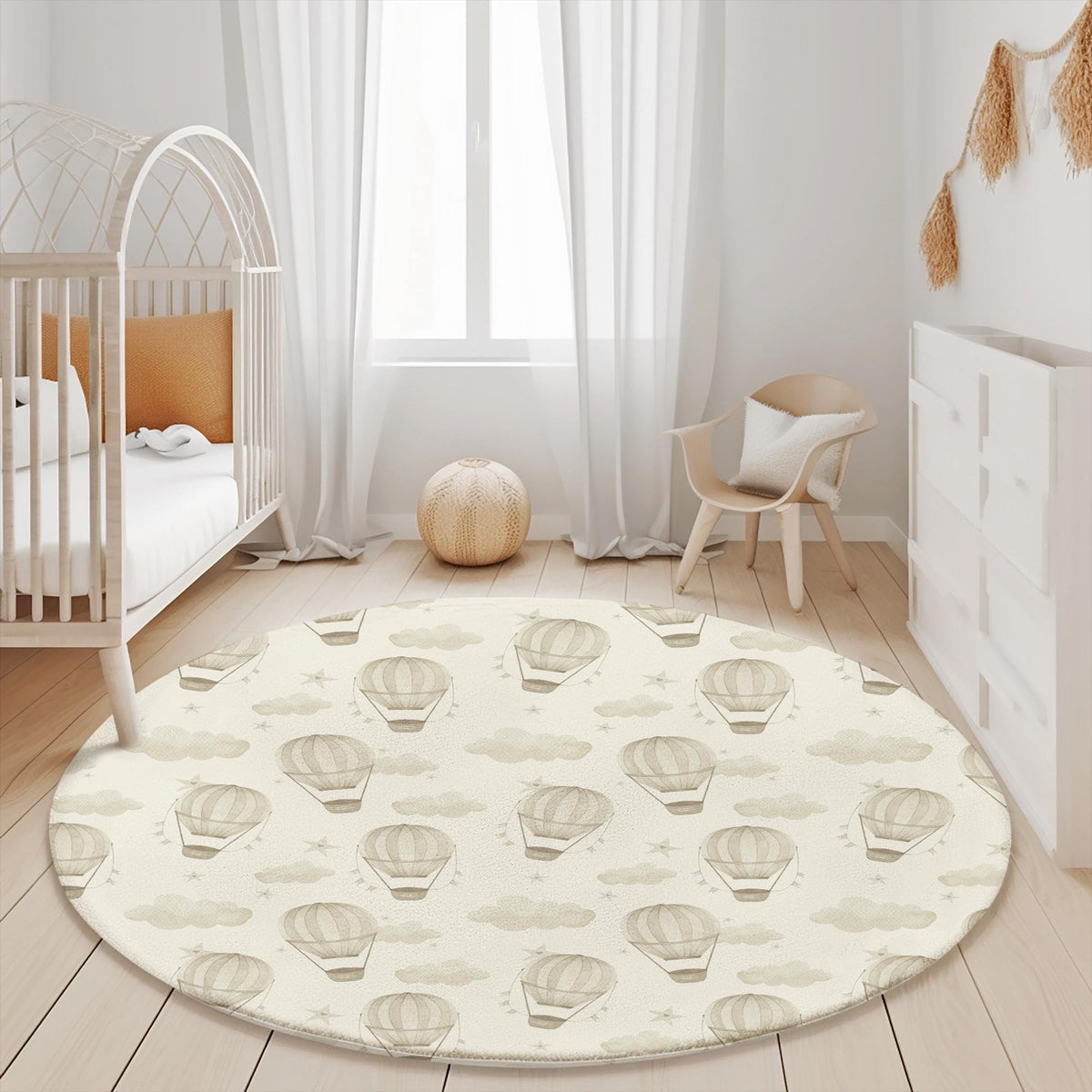 Multiple Hot Air Balloons - Faded Beige, Rug, Carpet, kids decor, Children's Room Decor, Rug, Kids Carpet, Hot Air Balloon decor