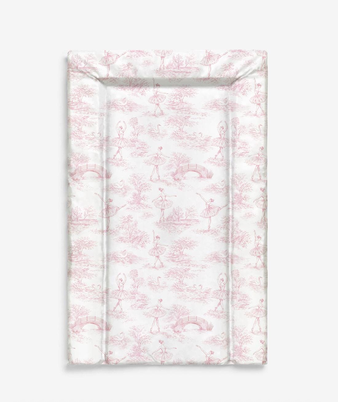 Baby Changing Mat - Chinoiserie Toile de Jouy Ballerina - PINK, Nappy Changing Mat, Waterproof Mat, Baby Gift, Wedge Changing Mat