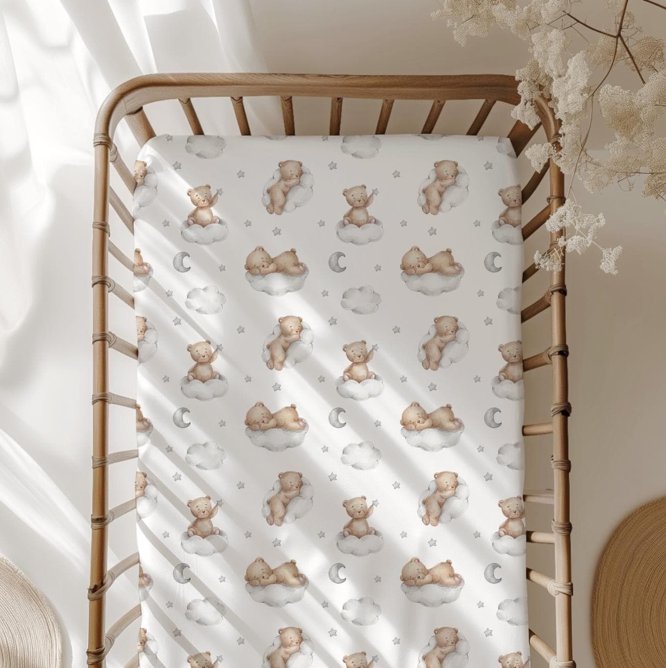 Bear on the Clouds Bedding, Duvet Covers, Fitted Sheets, Bear Bedding, Kids and Baby Bedding, Childrens Room Decor, Bedding and Pillows