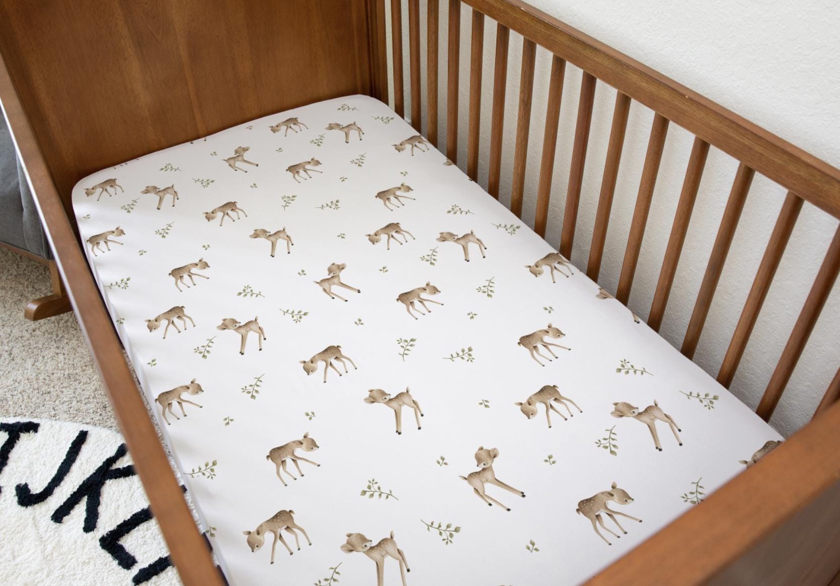 Deers with Eucalyptus leaves - Bedding, Duvet Covers, Fitted Sheets, Sweet Deers Bedding, Childrens Bedding, Childrens Room Decor, Bedding