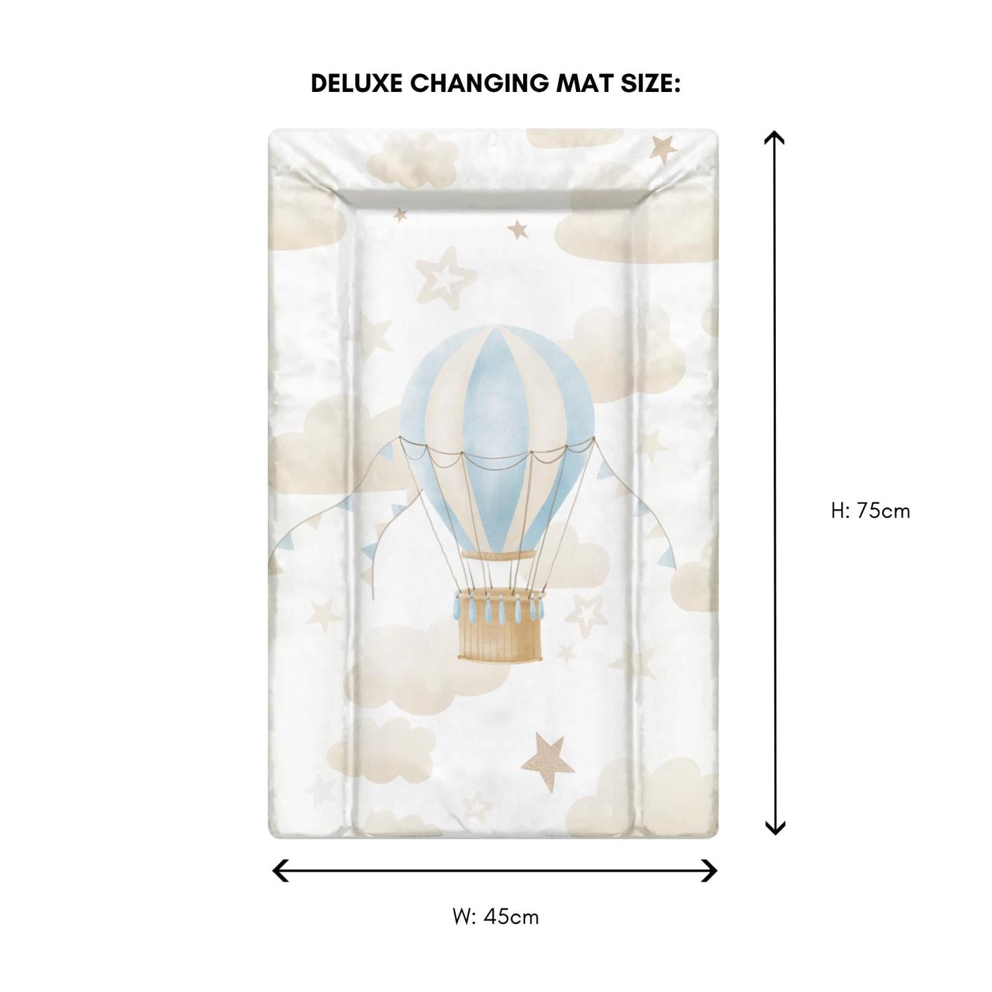 Single Hot Air Balloon, Blue and Beige - Baby Changing Mat