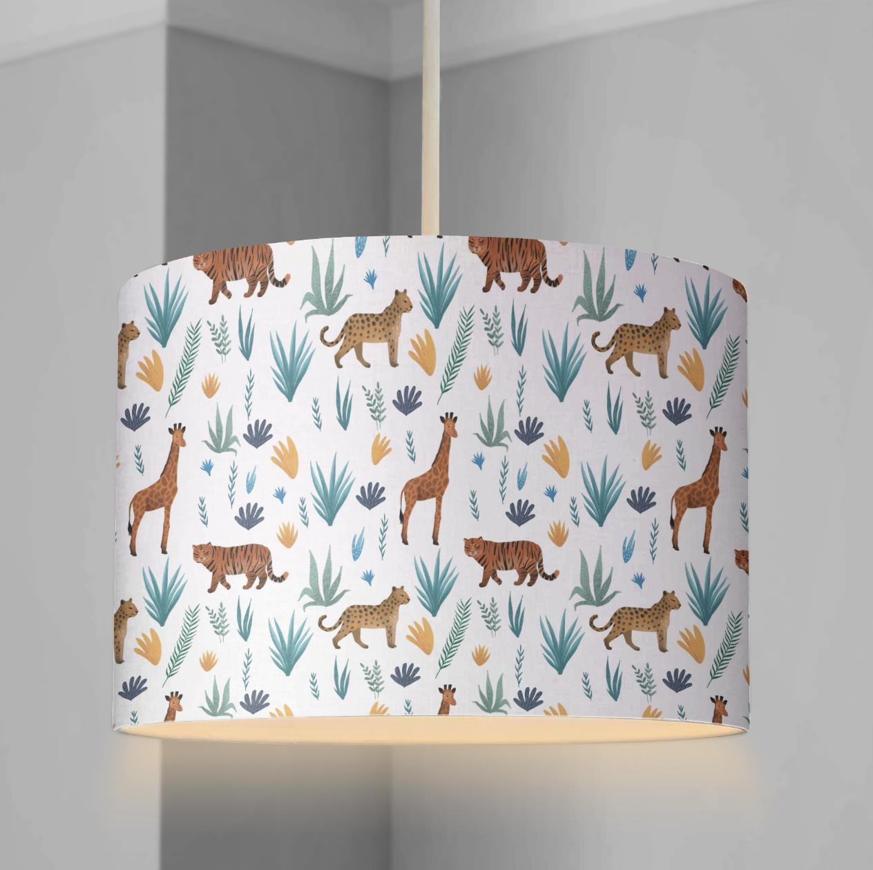 LAMPSHADE - Nursery Safari - Leopard and Tiger, Lampshade or Table lampshade - Childrens Room Lampshade - Round Lampshade