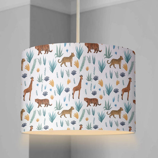 LAMPSHADE - Nursery Safari - Leopard and Tiger, Lampshade or Table lampshade - Childrens Room Lampshade - Round Lampshade