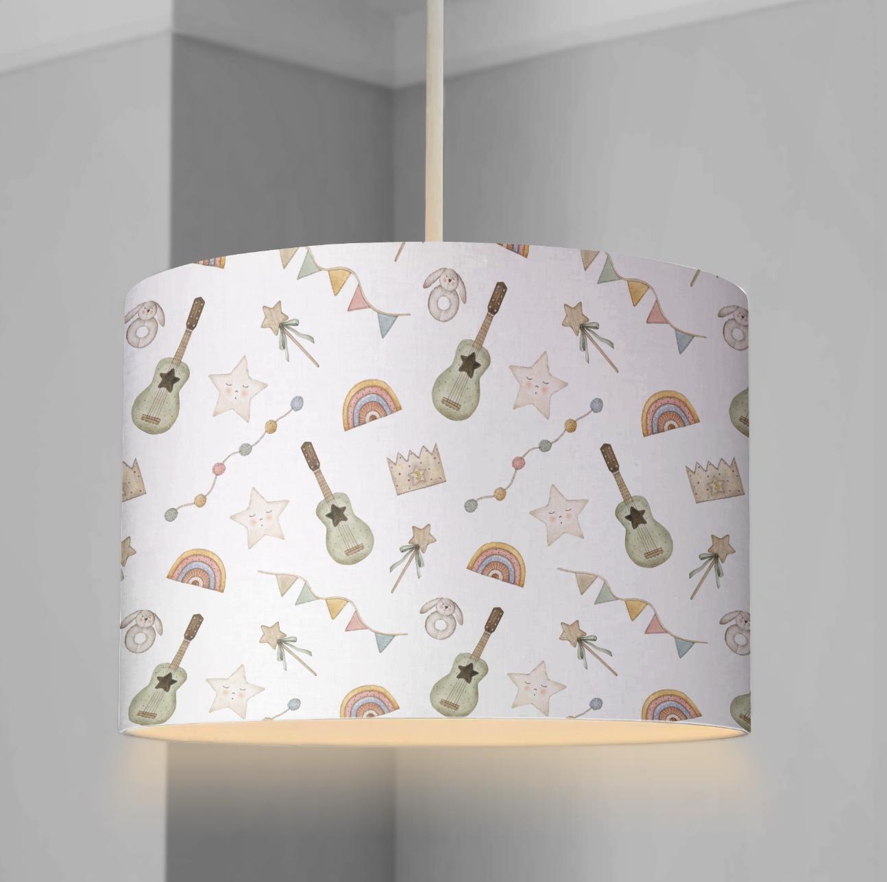 LAMPSHADE - Nursery - Guitars, Lampshade or Table lampshade - Childrens Room Lampshade - Round Lampshade