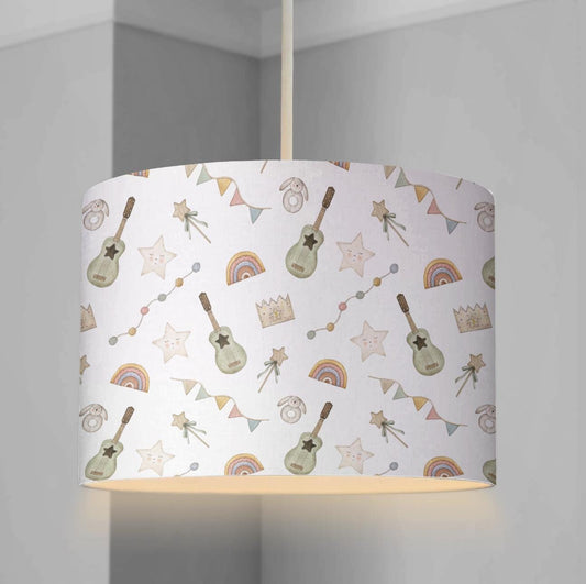 LAMPSHADE - Nursery - Guitars, Lampshade or Table lampshade - Childrens Room Lampshade - Round Lampshade