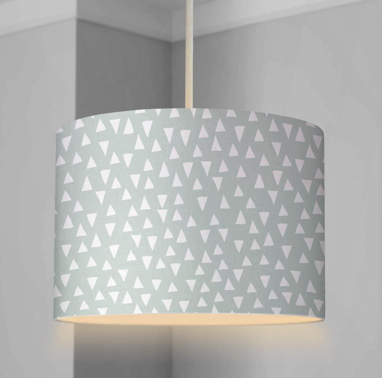 LAMPSHADE - Nursery Triangles - Cool Mint, Lampshade or Table lampshade - Childrens Room Lampshade - Round Lampshade