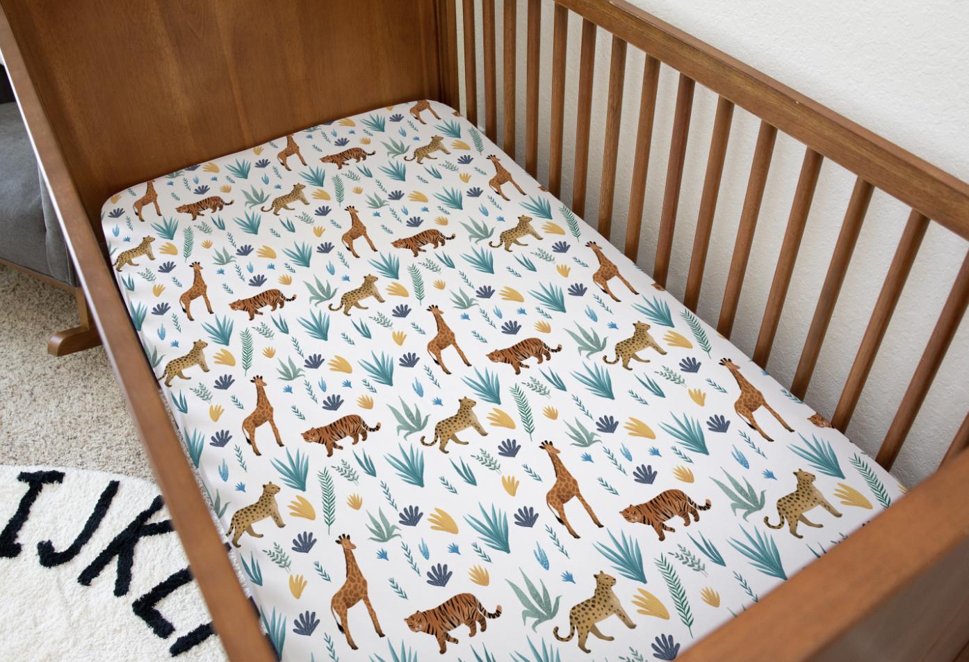 BEDDING - Safari - Leopard & Tigers, Duvet Cover set, Fitted Sheets, Pillow Case, Modern Colourful Watercolour Kids Bedding