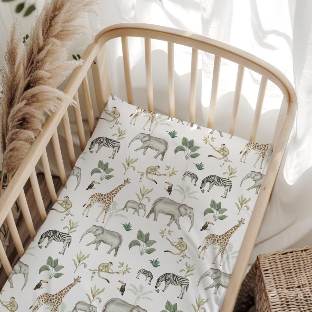 BEDDING - Safari - Watercolour Animals, Duvet Cover set, Fitted Sheets, Pillow Case, Modern Colourful Watercolour Kids Bedding