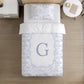 BEDDING - Toile De Jouy Safari - Personalised Letter BLUE, Duvet Cover set, Fitted Sheets, Pillow Case, Modern Colourful Kids Bedding,