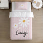 BEDDING - Stripes with Daisies - Pink - Personalised, Duvet Cover set, Fitted Sheets, Pillow Case, Modern Colourful Kids Bedding,