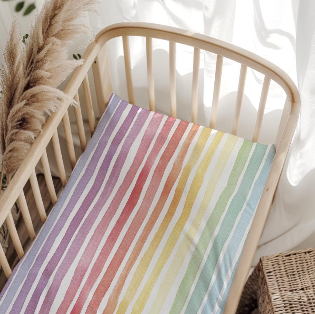BEDDING - Stripes Rainbow, Duvet Cover set, Fitted Sheets, Pillow Case, Modern Colourful Kids Bedding