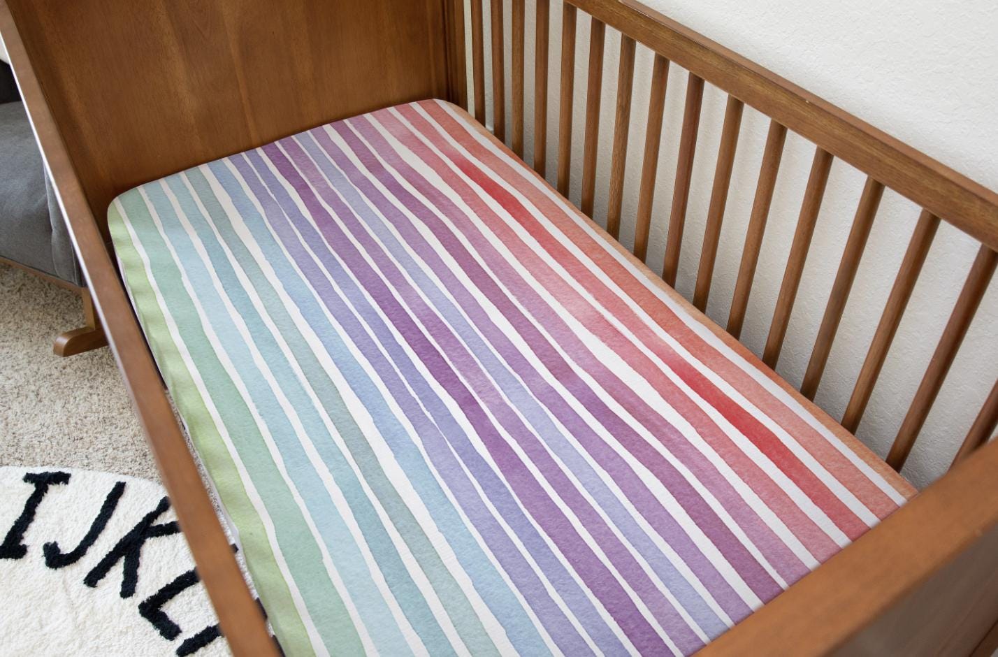 BEDDING - Stripes Rainbow, Duvet Cover set, Fitted Sheets, Pillow Case, Modern Colourful Kids Bedding
