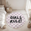 Checkered 'Girls Rule!' Purple, Carpet, kids decor, Children's Room Decor, Kids Rug, Kids Carpet, Modern Colourful decor