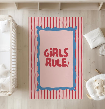 Boys Rule! Stripe wavy rug Blue, Girls Rule! Pink, Carpet, kids decor, Children's Room Decor, Kids Rug, Kids Carpet, Modern Colourful decor