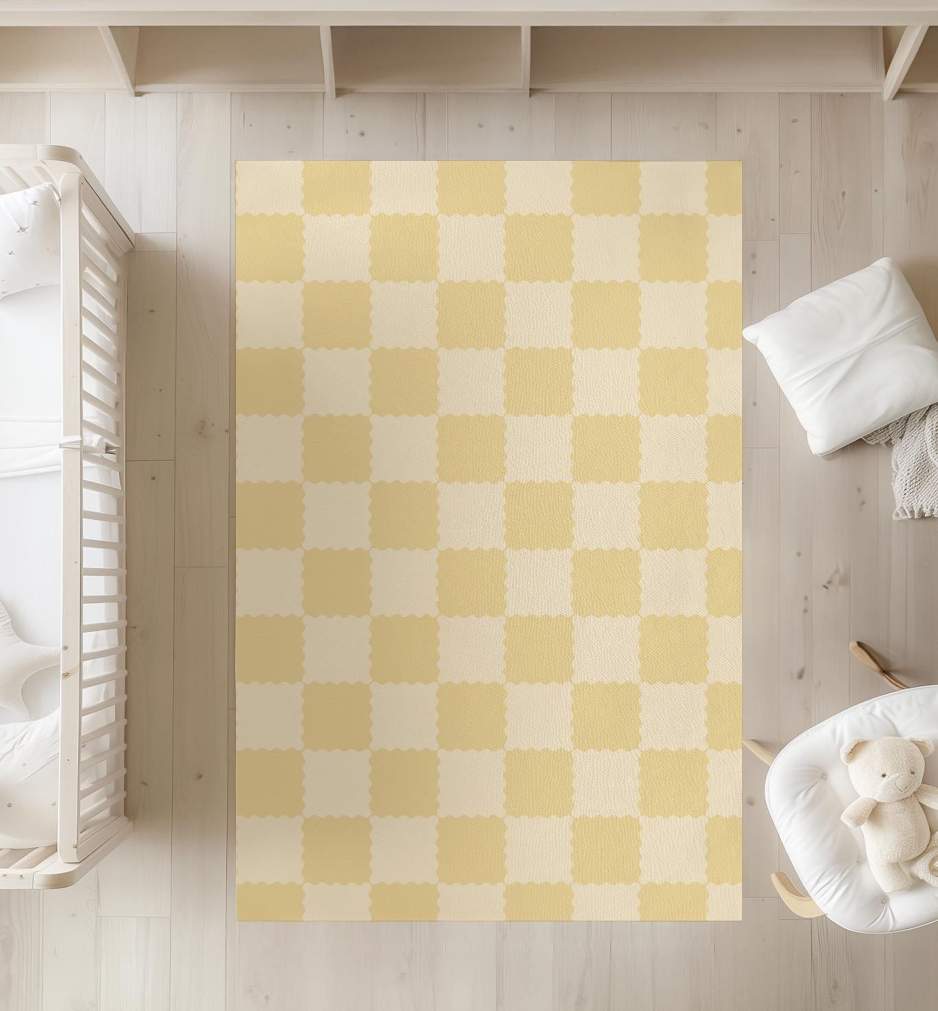 Checkered Yellow and light Yellow Rug, Carpet, kids decor, Children's Room Decor, Kids Rug, Kids Carpet