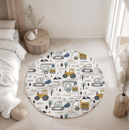Trucks and Diggers - Rug, Carpet, kids decor, Children's Room Decor, Kids Rug, Kids Carpet