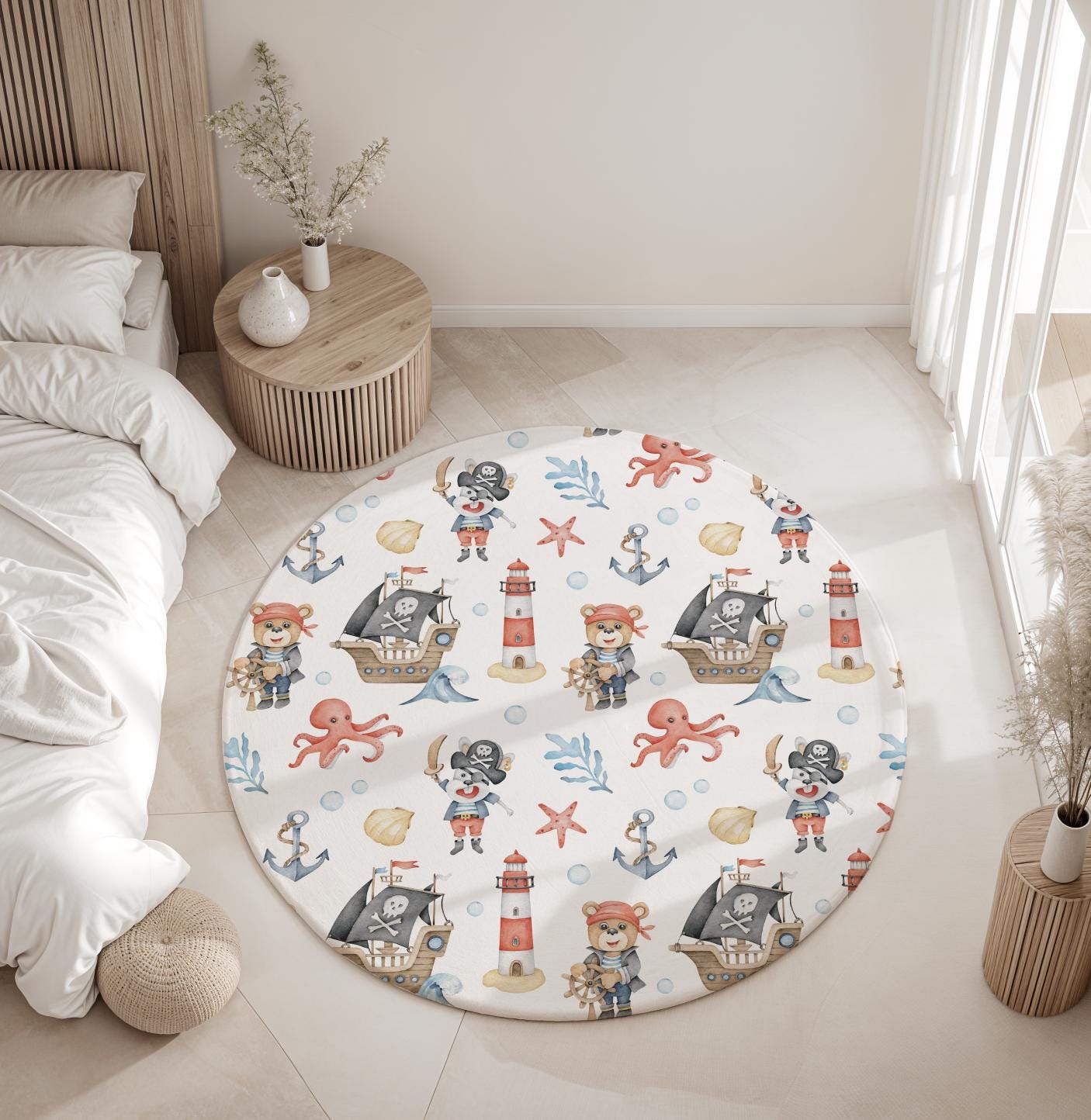 Pirate Ship - Bears - Rug, Carpet, kids decor, Children's Room Decor, Kids Rug, Kids Carpet