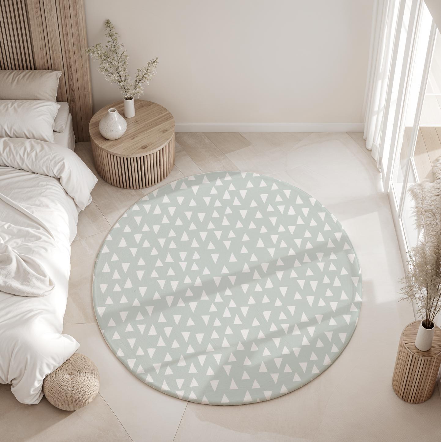Mint With white Triangles, Carpet, kids decor, Children's Room Decor, Kids Rug, Kids Carpet