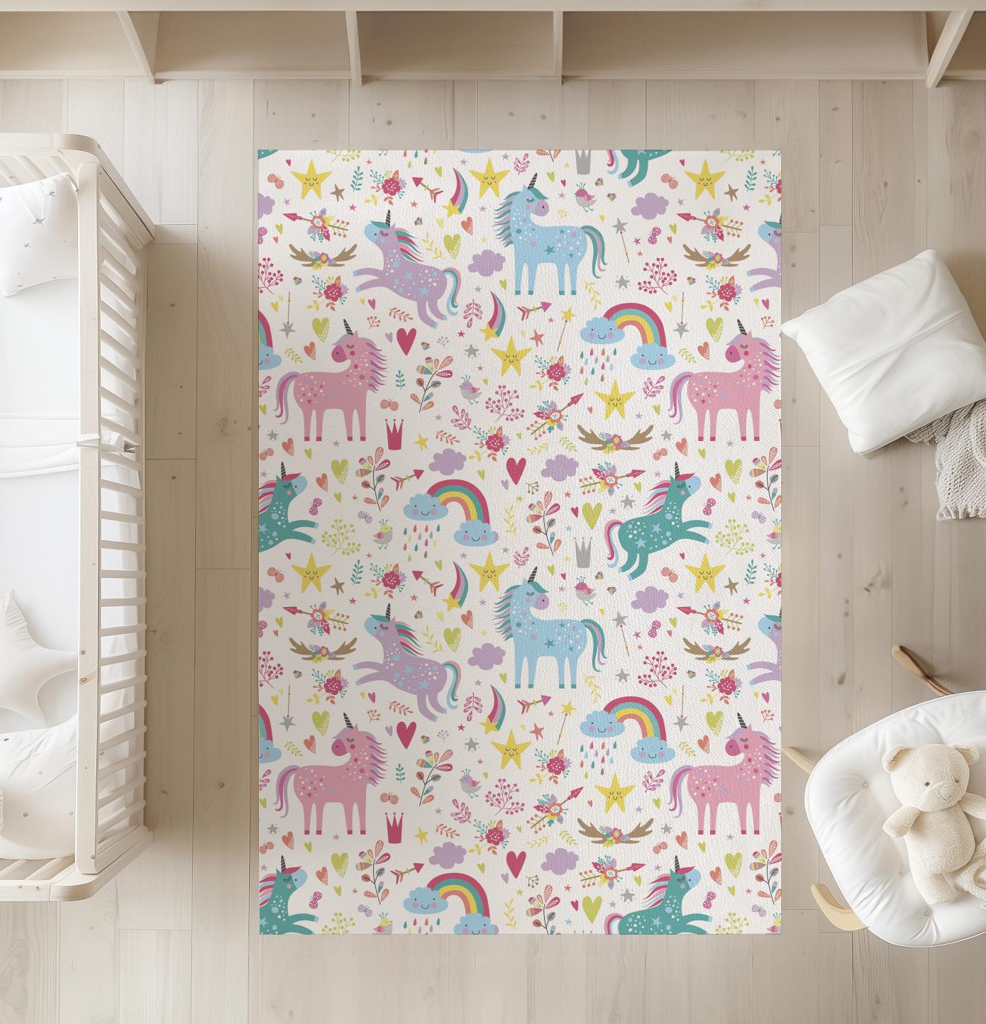 Unicorn Colourful, Carpet, kids decor, Children's Room Decor, Kids Rug, Kids Carpet