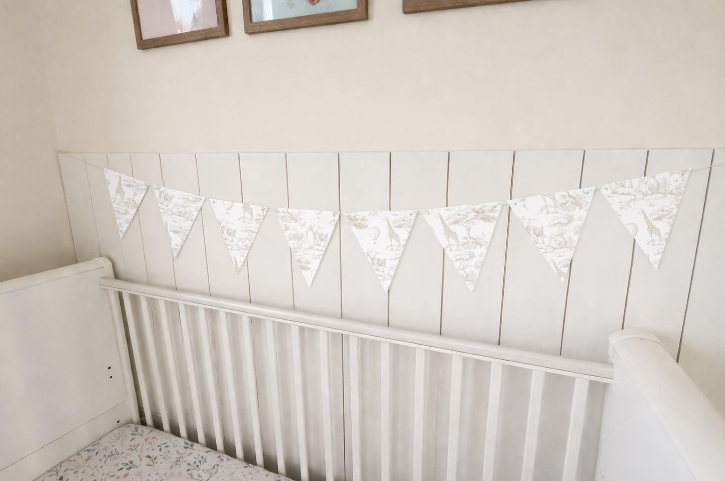 BUNTING - Toile De Jouy Safari - Beige, Cardstock (300gsm card NOT fabric) Nursery Wall Prints, Bedroom Bunting, Nursery Bunting, Play Room