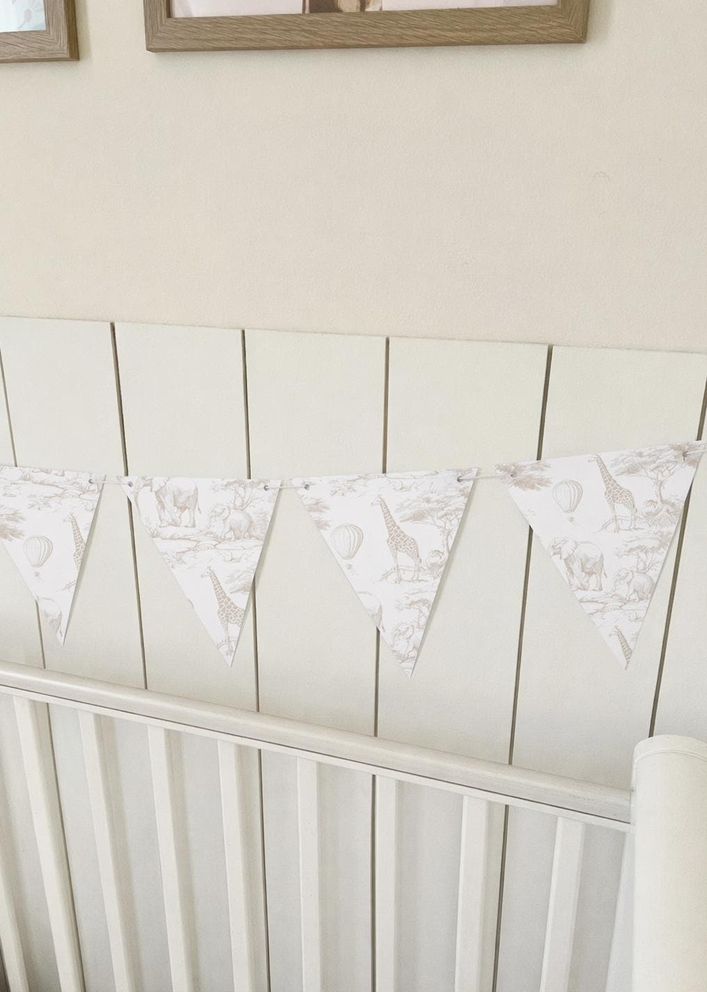 BUNTING - Toile De Jouy Safari - Beige, Cardstock (300gsm card NOT fabric) Nursery Wall Prints, Bedroom Bunting, Nursery Bunting, Play Room