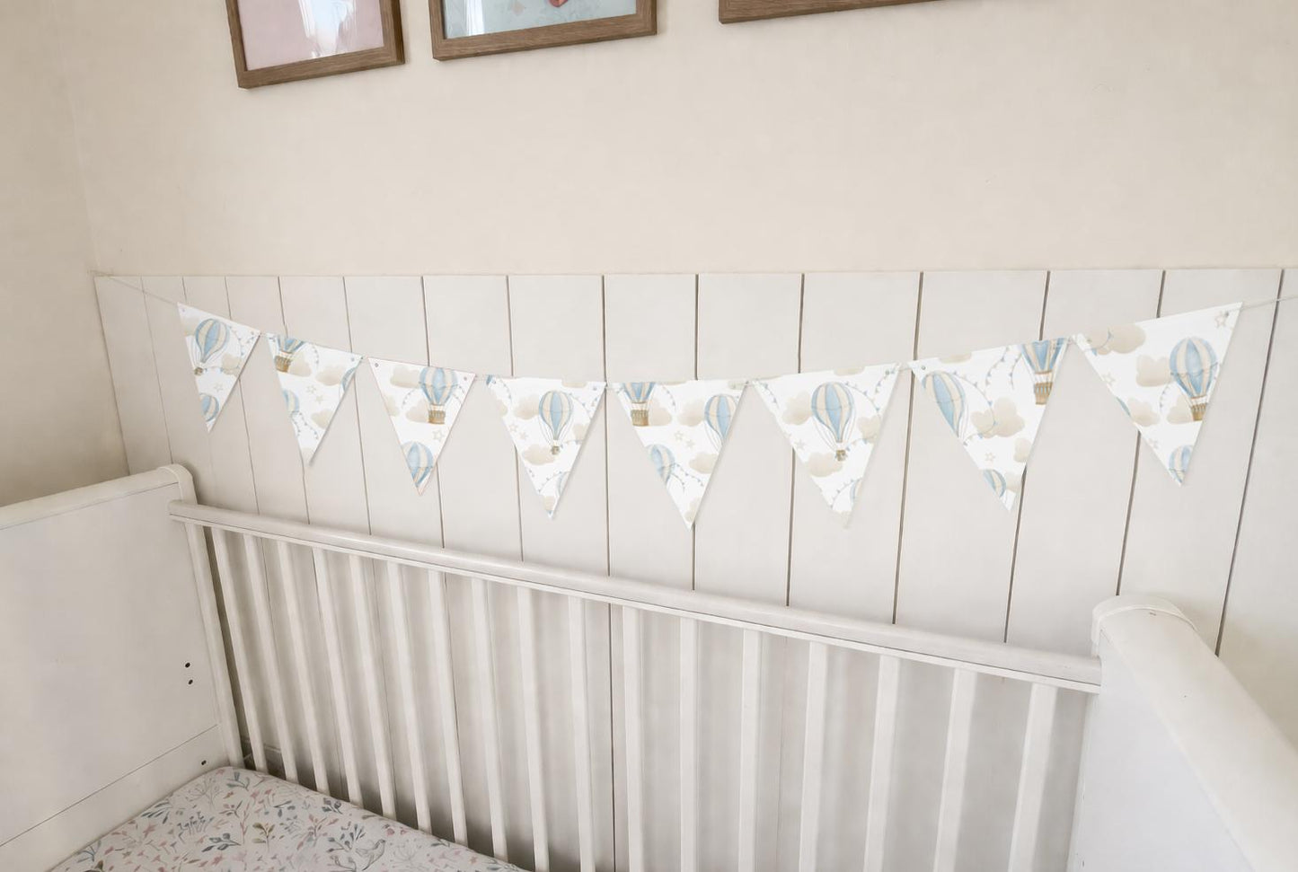 BUNTING - Multi Hot Air Balloons - Blue, Cardstock (300gsm card NOT fabric) Nursery Wall Prints, Bedroom Bunting, Nursery Bunting, Play Room