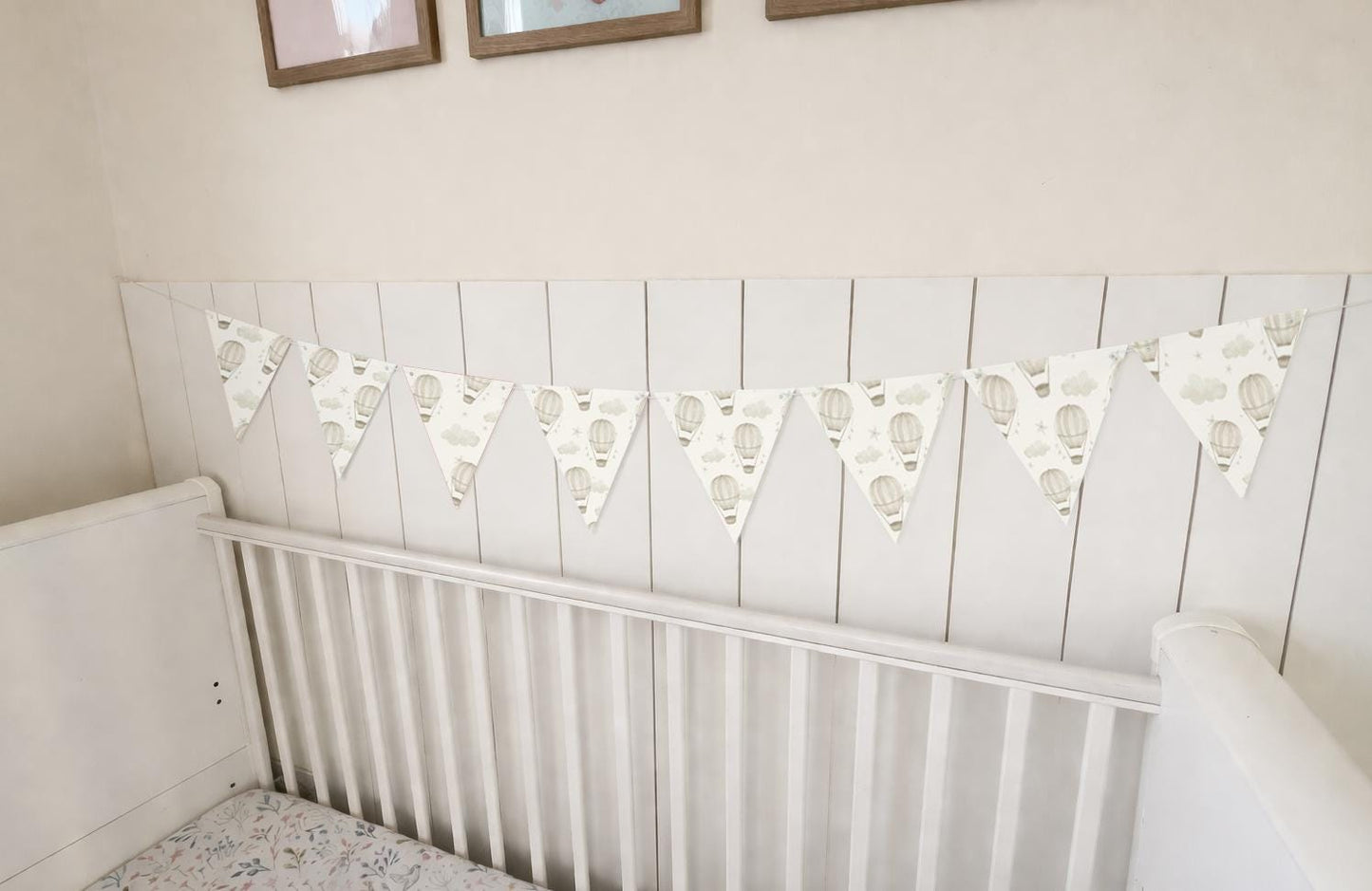 BUNTING - Hot Air Balloons -Faded Beige, Cardstock (300gsm card NOT fabric) Nursery Wall Prints, Bedroom Bunting, Nursery Bunting, Play Room