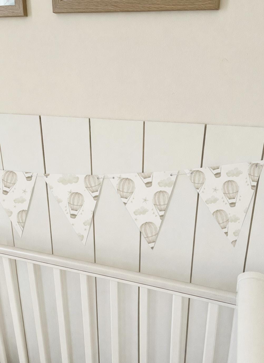 BUNTING - Hot Air Balloons -Faded Beige, Cardstock (300gsm card NOT fabric) Nursery Wall Prints, Bedroom Bunting, Nursery Bunting, Play Room