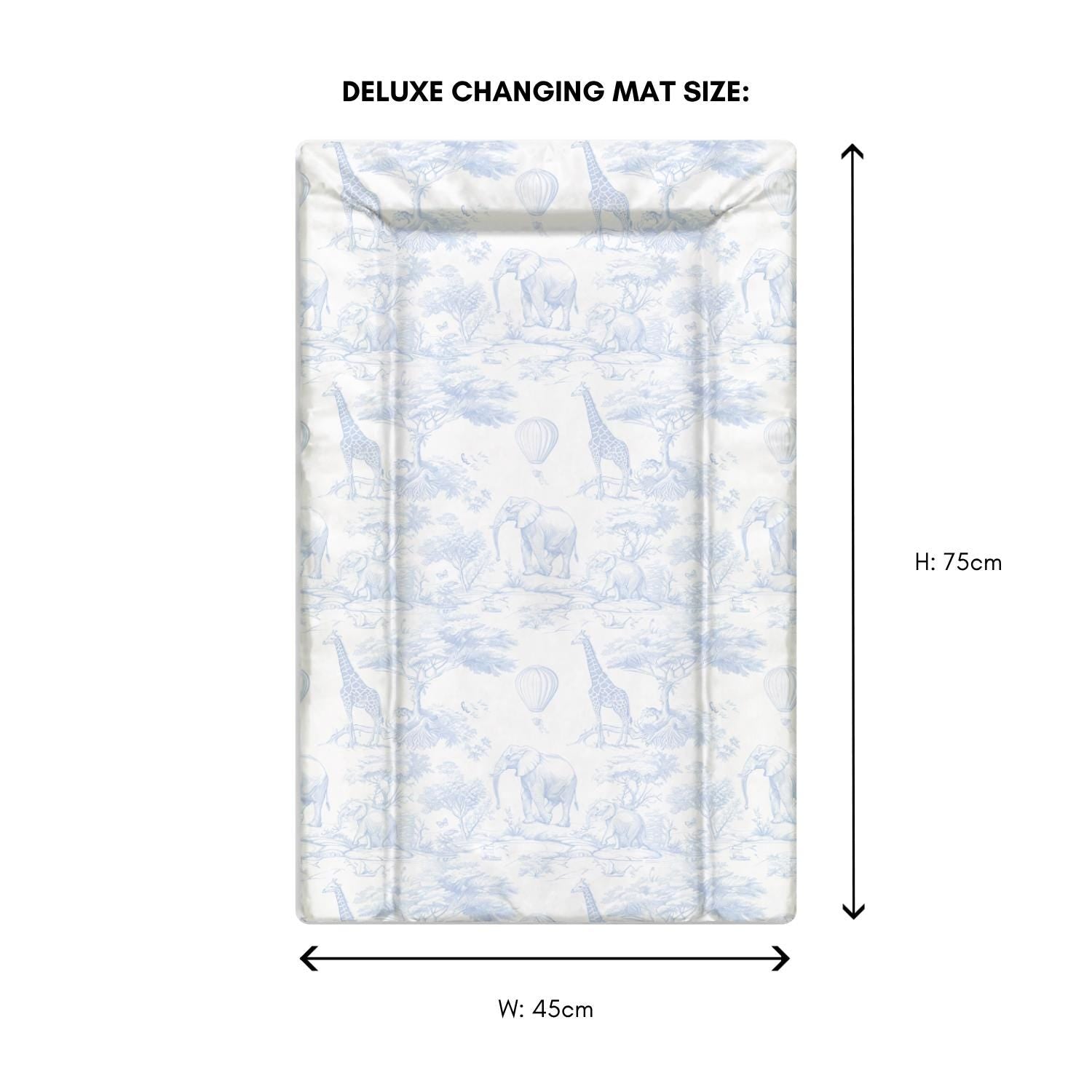 Chinoiserie Toile de Jouy Safari, Blue - Baby Changing Mat