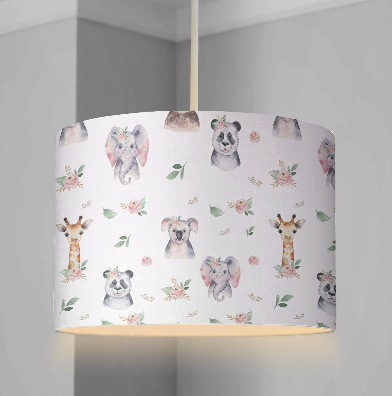 LAMPSHADE - Nursery Safari - Boho animals, Lampshade or Table lampshade - Childrens Room Lampshade - Round Lampshade